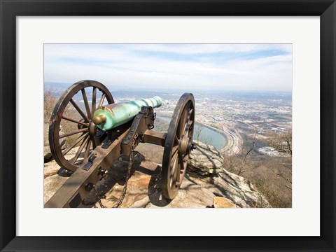 Framed Cannon Perched On Lookout Mountain, Tennessee Print