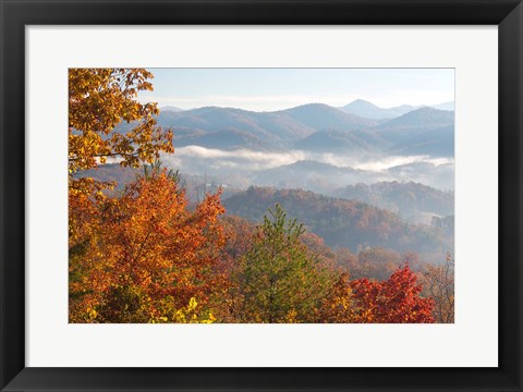 Framed Morning Light Fog Viewed From Foothills Parkway Print