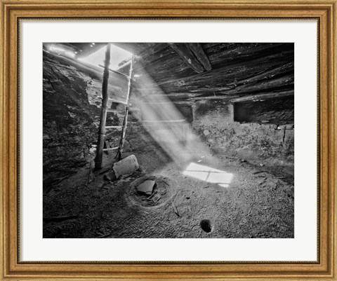 Framed Ancient Kiva On, Cedar Mesa, Utah (BW) Print