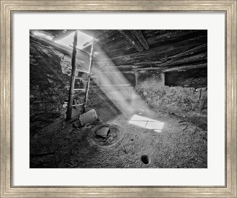Framed Ancient Kiva On, Cedar Mesa, Utah (BW) Print