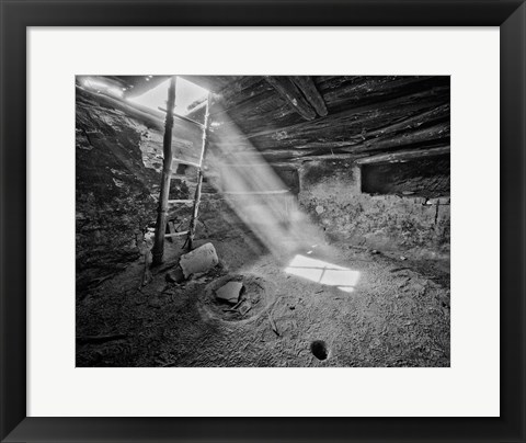 Framed Ancient Kiva On, Cedar Mesa, Utah (BW) Print