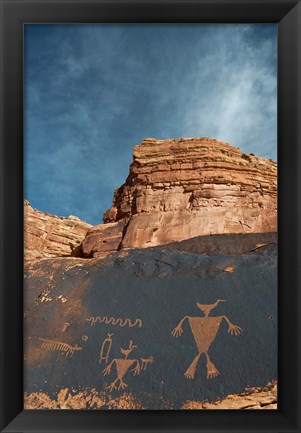 Framed Duck Headed Man Petroglyph, Cedar Mesa, Utah Print