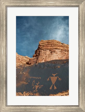 Framed Duck Headed Man Petroglyph, Cedar Mesa, Utah Print