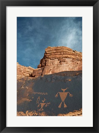 Framed Duck Headed Man Petroglyph, Cedar Mesa, Utah Print