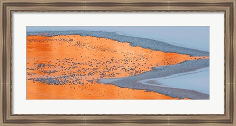 Framed Colorado River Ice And Canyon Wall Reflections, Moab, Utah Print