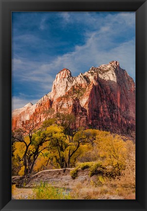 Framed Autumn Foliage In Front Of The Sentinel, Utah Print