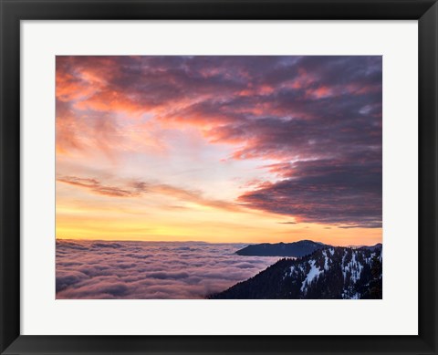 Framed Dawn On Hurricane Ridge Road, Washington Print