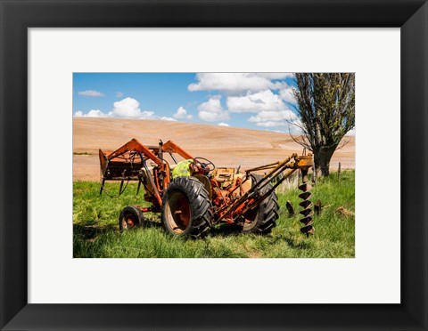 Framed Tractor Used For Fence Building, Washington Print