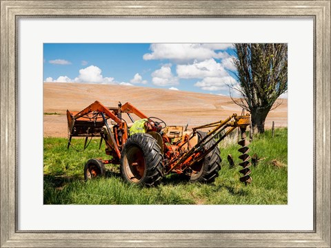 Framed Tractor Used For Fence Building, Washington Print