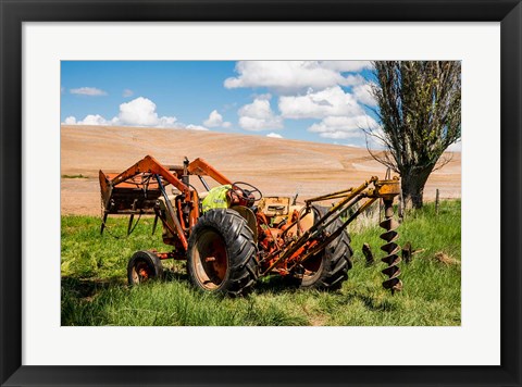 Framed Tractor Used For Fence Building, Washington Print