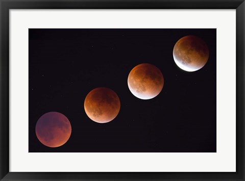 Framed Composite Of The Phases Of A Total Lunar Eclipse Print