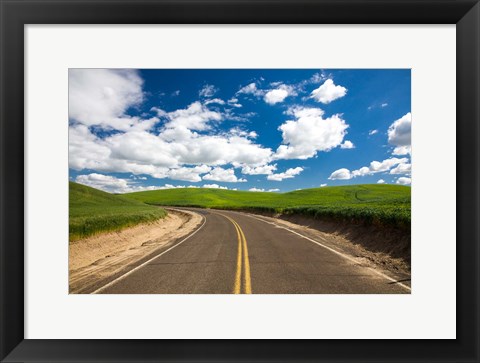 Framed Backroad Through The Green Fields Of Washington Print