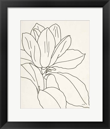 Framed Magnolia Line Drawing v2 Crop Print