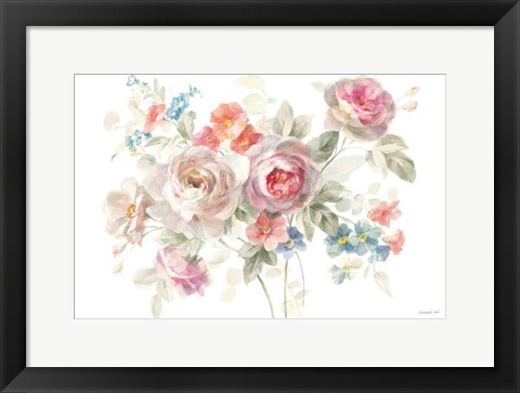 Framed Cottage Garden I on White Print