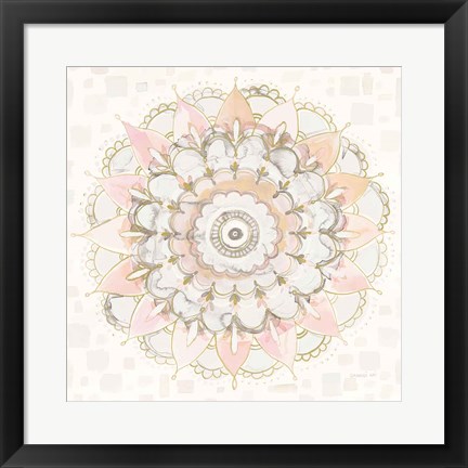 Framed Modern Mandala Square Champagne Print