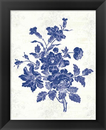 Framed Toile Roses IX Print