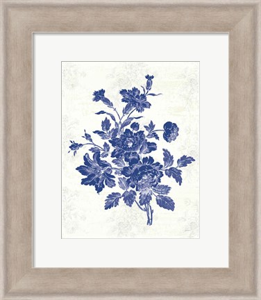 Framed Toile Roses IX Print