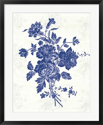 Framed Toile Roses VIII Print