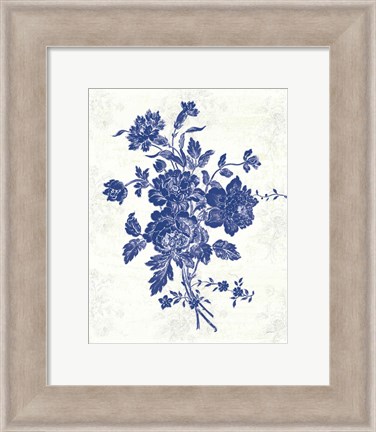 Framed Toile Roses VIII Print