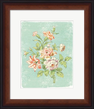 Framed Cottage Roses IX Bright Print