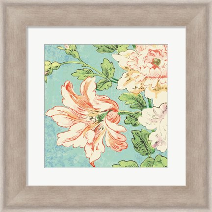 Framed Cottage Roses VII Bright Print