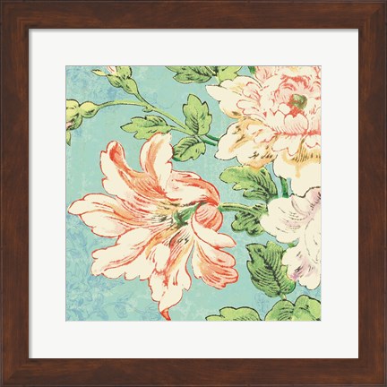 Framed Cottage Roses VII Bright Print