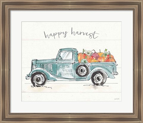 Framed Modern Farmhouse VIII Blue Truck Print