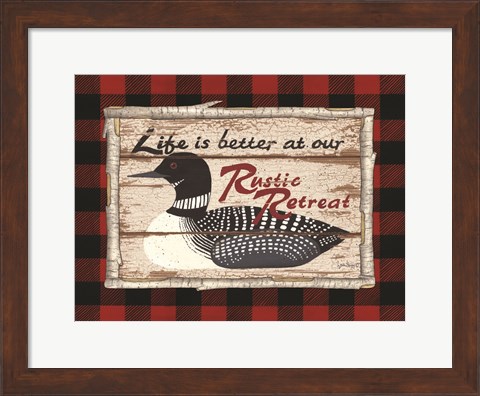 Framed Plaid and Loon Print