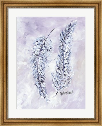 Framed Feathers in Blue Print