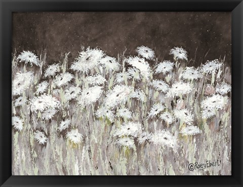 Framed Field of Flowers on a Starry Night Print