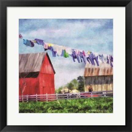 Framed Clothesline Farm Print