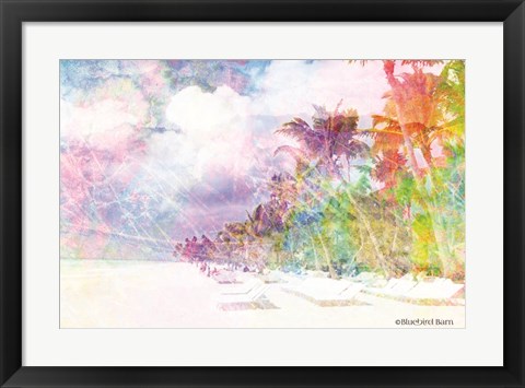 Framed Rainbow Bright Coast and Palms Print