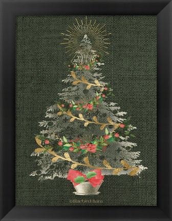 Framed Burlap Christmas Tree Print