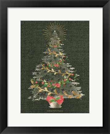 Framed Burlap Christmas Tree Print