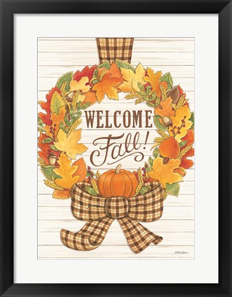 Framed Welcome Fall Wreath Print