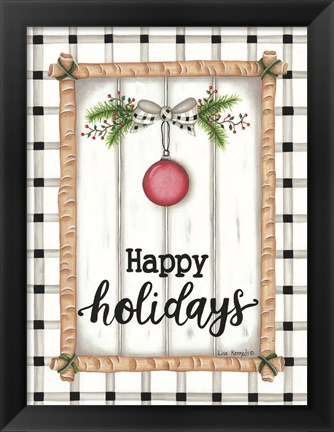 Framed White Holiday Plaid Print