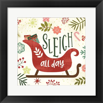 Framed Sleigh Rides All Day Print