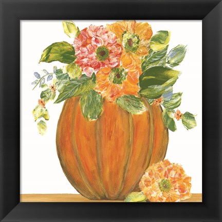 Framed Pumpkin Full of Mums Print