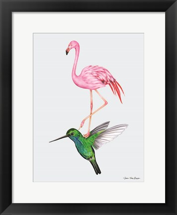 Framed Hummingbird and the Flamingo Print