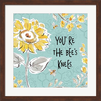 Framed Bee Happy II Linen Print