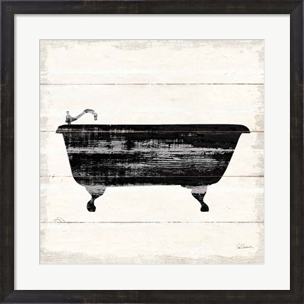 Framed Shiplap Bath I Print