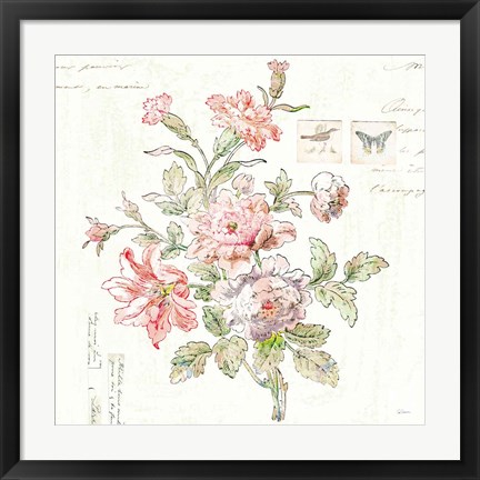 Framed Cottage Roses III Print