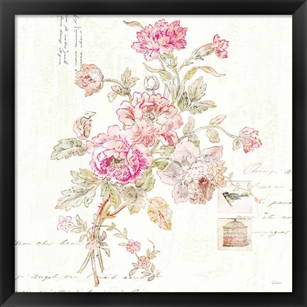 Framed Cottage Roses II Print