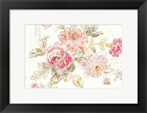 Framed Cottage Roses I Print