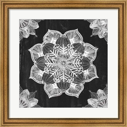 Framed Mandala Morning V BW Print