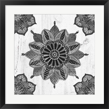 Framed Mandala Morning VI BW Print