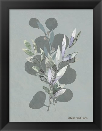 Framed Watercolor Greenery Series Medium Teal I Print