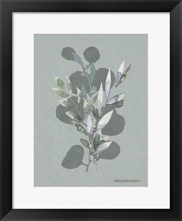 Framed Watercolor Greenery Series Medium Teal I Print