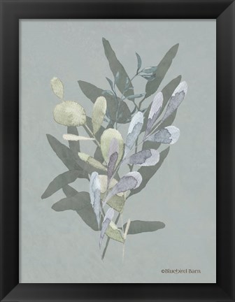 Framed Watercolor Greenery Series Medium Teal II Print