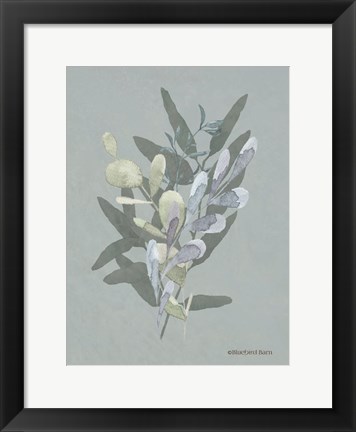 Framed Watercolor Greenery Series Medium Teal II Print